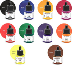 Acrylic Drawing Ink – 10 X 1.18 Fl Oz (35 Ml) Bottles with Ink Dropper | Suitabl