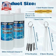 HOMY ARTY Airbrush Cleaner Kit 39.56 fl oz – with Nozzle Cleaner & Cleaning Brus