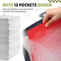 2 Pack 11 x 17 Art Portfolios, Expanding File Organizer with 13 Pocket for Ar…
