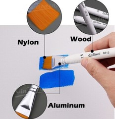 Artist Paint Flat Brushes Set Acrylic Oil Watercolor Painting Art Craft Nylon