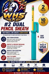 Dual Pencil Holder 10 Pack w/Pencils Fast Draw Pocket Clip One-Piece Design