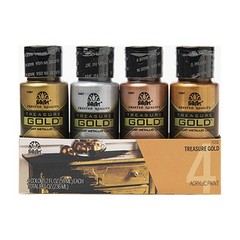 Plaid 4 Bottle Treasure Gold Acrylic 0.25 Fl Oz (Pack of 4),