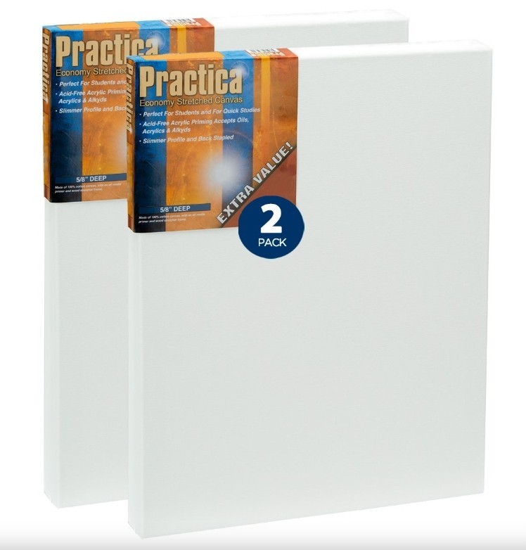 NEW SEALED-2 Pack Practica Economy Stretched Cotton Canvas 16″ x 20″ (5/8″ deep)