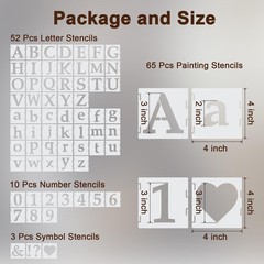 Amrules 65 Pcs 4 Inch Plastic Painting Stencils Reusable 4 Inch, White