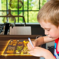 LED Note Board with Colors for Kids, Light LED Drawing Board 7.9 * 7.9″ Light up