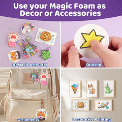 70PCS Magic Foam Texture Painting Kit, Magic Puffy Paint Kit with 30 Foam Textur