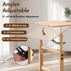 Wood Drafting Table – Adjustable Height, 35.5″X23.5″ Plan Table for Construction
