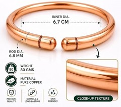 Heavy Pure Copper thick Bracelet Bangle Unisex Kada Solid Handmade Cuff for Men
