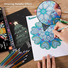 50 Pack Metallic Gel Pens, 25 Metallic Gel Pens Set with 25 Refills Perfect for