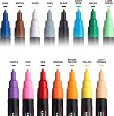 15 Count Posca Markers Assorted Reversible Tip Paint Pens Non Toxic Crafting