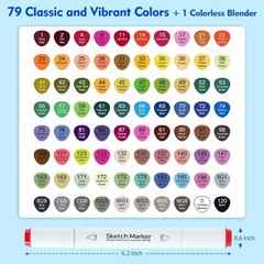 Adult and Youth 80 Color Permanent Markers – Dual Tip, Waterproof, Non-Bleeding