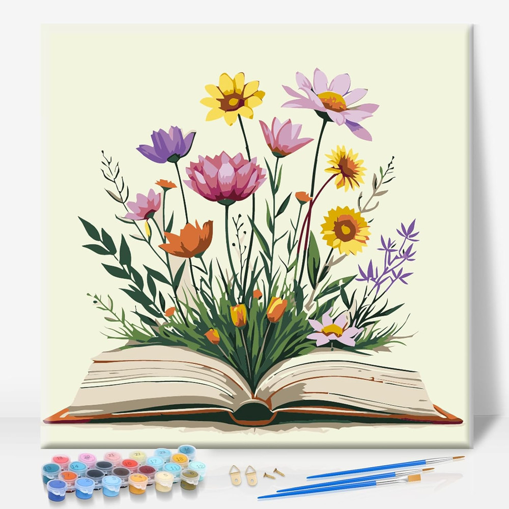 Camocin Framed Paint by Numbers Kit for Adults Beginner – Book and Wildflowers P