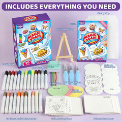 70PCS Magic Foam Texture Painting Kit, Magic Puffy Paint Kit with 30 Foam Textur
