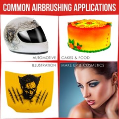 Set of 6 Siphon Dual-Action AIRBRUSH KIT Hobby Temporary Tattoo Body Art T Shirt
