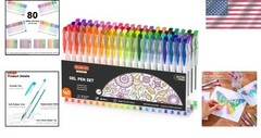 80-Color Glitter Gel Pens Set & 80 Refills – Non-Toxic Art Supplies for All Ages