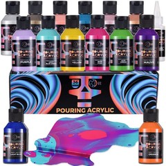 OPHIR 40 Bottles Complete Acrylic Pouring Set, 36 Colors Premixed Ready to Po…