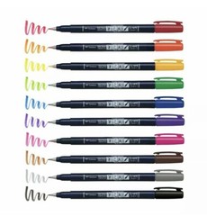 Tombow FUDENOSUKE 3 Pk. Bundle Lot Calligraphy, Colors & Neon Brush Pens 19 pc.