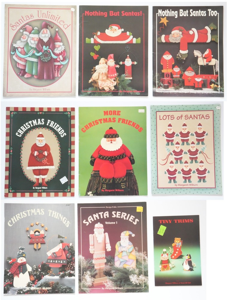 SET OF 9 Vintage Tole Painting Santa Books & Patterns by Margaret Wilburn