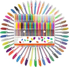 48 Packs Glitter Metallic Gel Pen Set Coloring Neon Pens Set for Adult Coloring