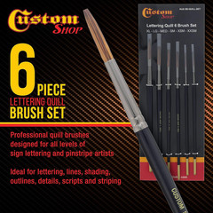Set of 6 Lettering Quill Brushes for Sign Painting, Sizes XL, LG, MED, SM, XSM,