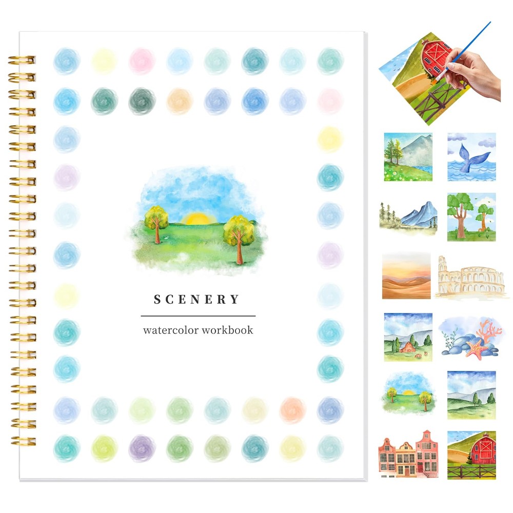 Watercolor Workbook for Adults, Beginner Friendly Water Coloring Book 12 Diff…