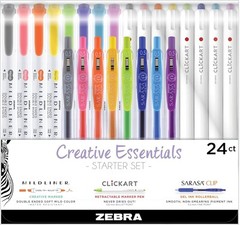 No Bleed Essentials Writing Set: 24 Assorted Tools for Highlighting & Journaling