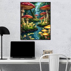 Mushroom Paint by Numbers Kit for Adults DIY Canvas Art 16×20 Inch Decor