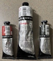 Lot of 3 Daler Rowney Georgian Oil Colour Paints Titanium White, Scarlet, & Grey