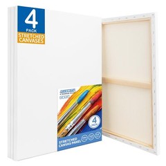 FIXSMITH Stretched White Blank Canvas – 18×24 Inch, 4 Pack,Primed Large Canva…