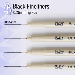 Mr. Pen- Black Fineliners 0.25mm 4 Pack Bible Pens No Bleed Fine Tip Ultra