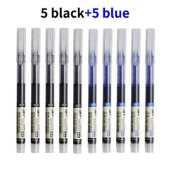 10PCS High Quality Type Gel Pens Black Blue Red Ink Straight Liquid Pen Kawaii