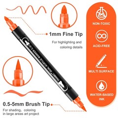 TANMIT 48 Colors Dual Tip Acrylic Paint Markers, Paint Pens Set with Brush Tip a