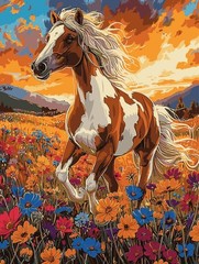 Horse Paint by Numbers Kit for Adults Beginners Acrylic Canvas Art Set