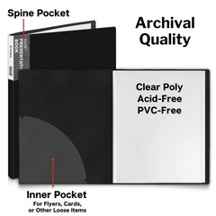 Dunwell 11×14 Binder with Sleeves (Black), 24 Pockets Display 11×14″, Black