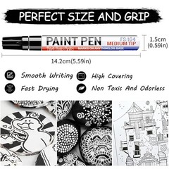 Paint Pens – 8 Pack Permanent Oil-based Paint Markers, Waterproof & 8 Pcs Black