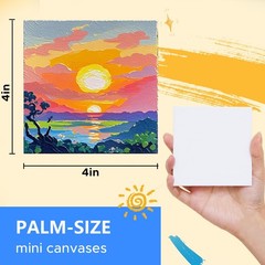 Mini Canvas for Painting 4×4 inch, 20 Pack Small 4″x4″ – 20pcs, off-white