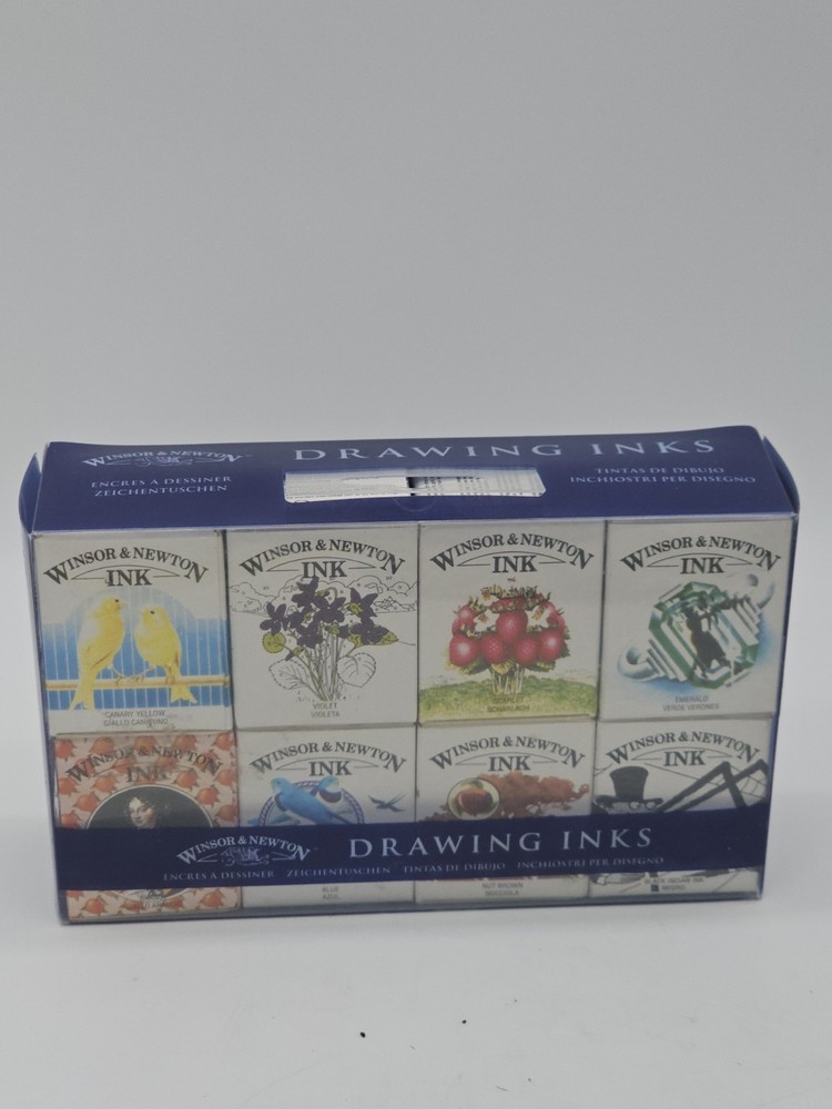 Winsor & Newton Drawing Inks NIB Set of 8 Calligraphy Red, Violet, Black, Brown,