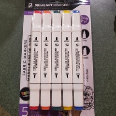 Primeart Fabric Markers Dual Tip 5 Pack Basic Colors