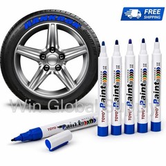 (6Pack)Blue Tire Paint Marker Pens–Waterproof Permanent Lettering for Tires-Toyo