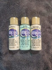 DecoArt Americana Acrylic Paint – 2 fl oz- Light Mocha, Sea Glass, Oyster Beige.