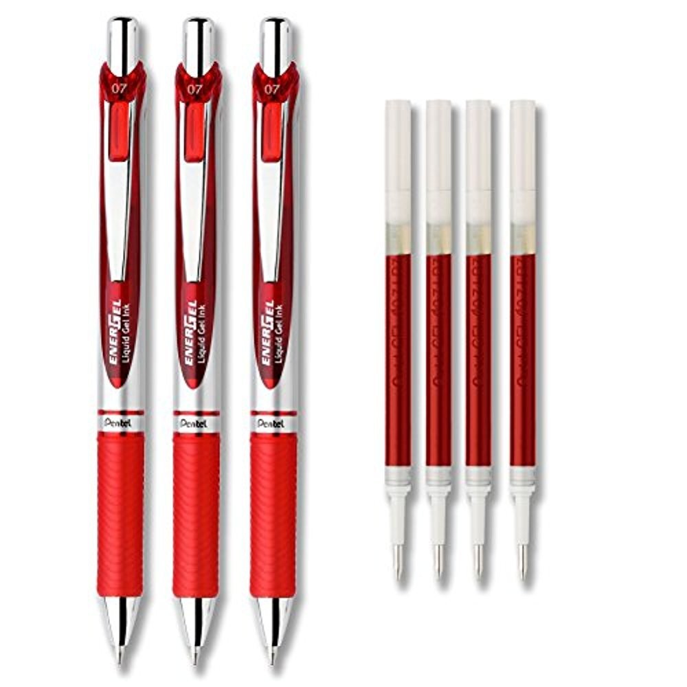 Red Writing Instrument Liquid Gel Ink 3 Count Pack Smooth Professional Look