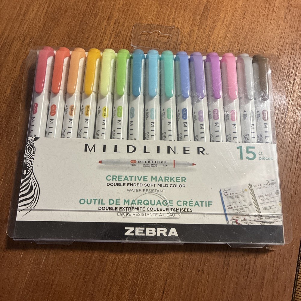 Zebra Pen Mildliner Highlighter Double Ended Pen – Broad & Fine Tips – 15 Pack