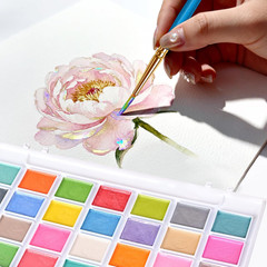 28 Metallic Colors Washable Watercolor Paint Set, with 3 Brushes Pen | watercolo