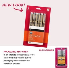 SAKURA Pigma Micron Fineliner Pens, 05 Tip Size, 1 Count (Pack of 6), Black