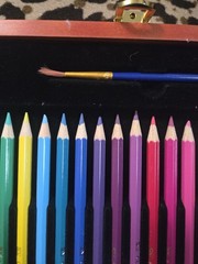 FABER-CASTELL COLORED PENCIL SET WITH MARKERS & OIL PASTELS IN WOOD BOX NO PAPER
