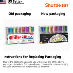 Shuttle Art 240 Pack Glitter Gel Pens, 240 Piece Set, 240 Colors
