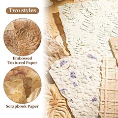 168 Pcs Textured Vintage Scrapbook Paper Kit with Washi Tape & Multicolor