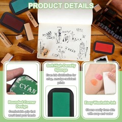 Cyan Large Ink Pads for Stamps, Fingerprint, Scrapbooking, 3.8 x 2.1 Inch