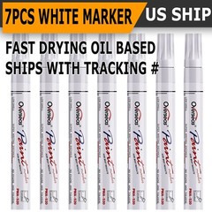7Pc Waterproof Permanent White Paint Marker Pen For Car Tire Tread Rubber Metal