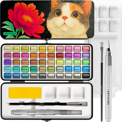 50 Metallic Colors Watercolor Paint Set – Portable Paint Set with Palette and…